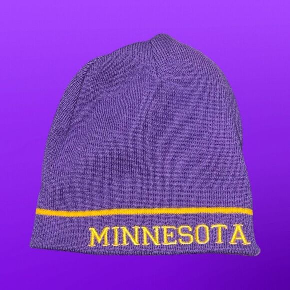 Reversable NFL MN Vikings MN Purple Yellow Knit Beanie - Picture 3 of 5